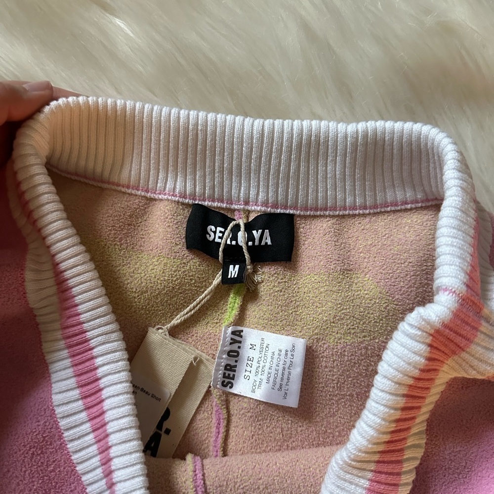 SER.O.YA Beau Shorts In Pink + Green Stripe - Picture 8 of 10
